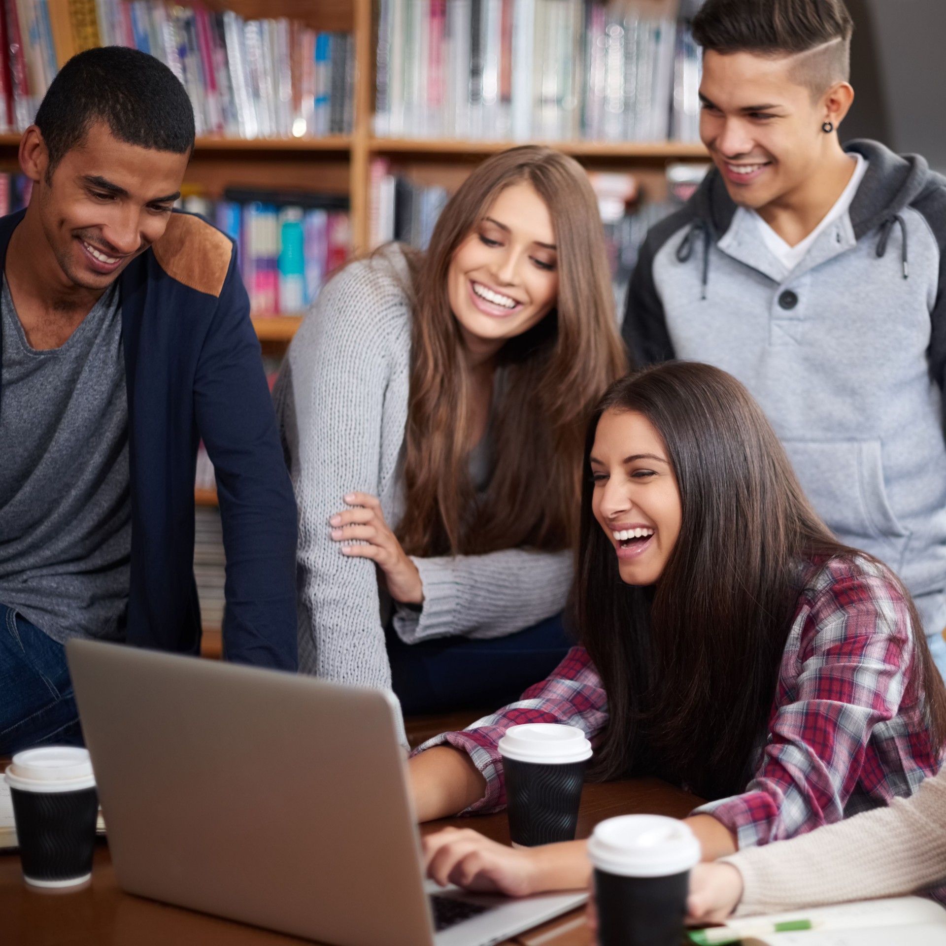 Having fun with their group project